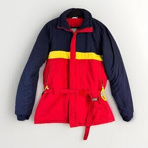 Vintage Ski Jacket Womens Small Red Navy Color-block Coat Parka by North Country